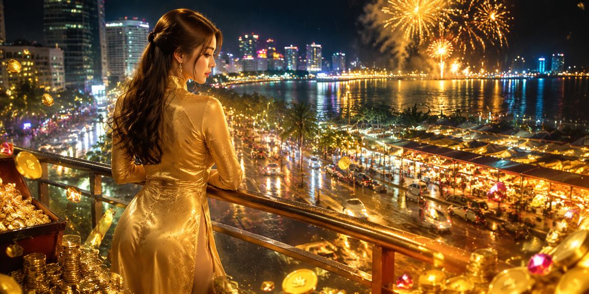 Người dùng tại Nha Trang trong trang phục áo dài thực hiện giao dịch tài chính trực tuyến